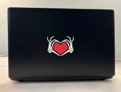 skeletal hands, heart shape, gothic artwork - vinyl removable sticker