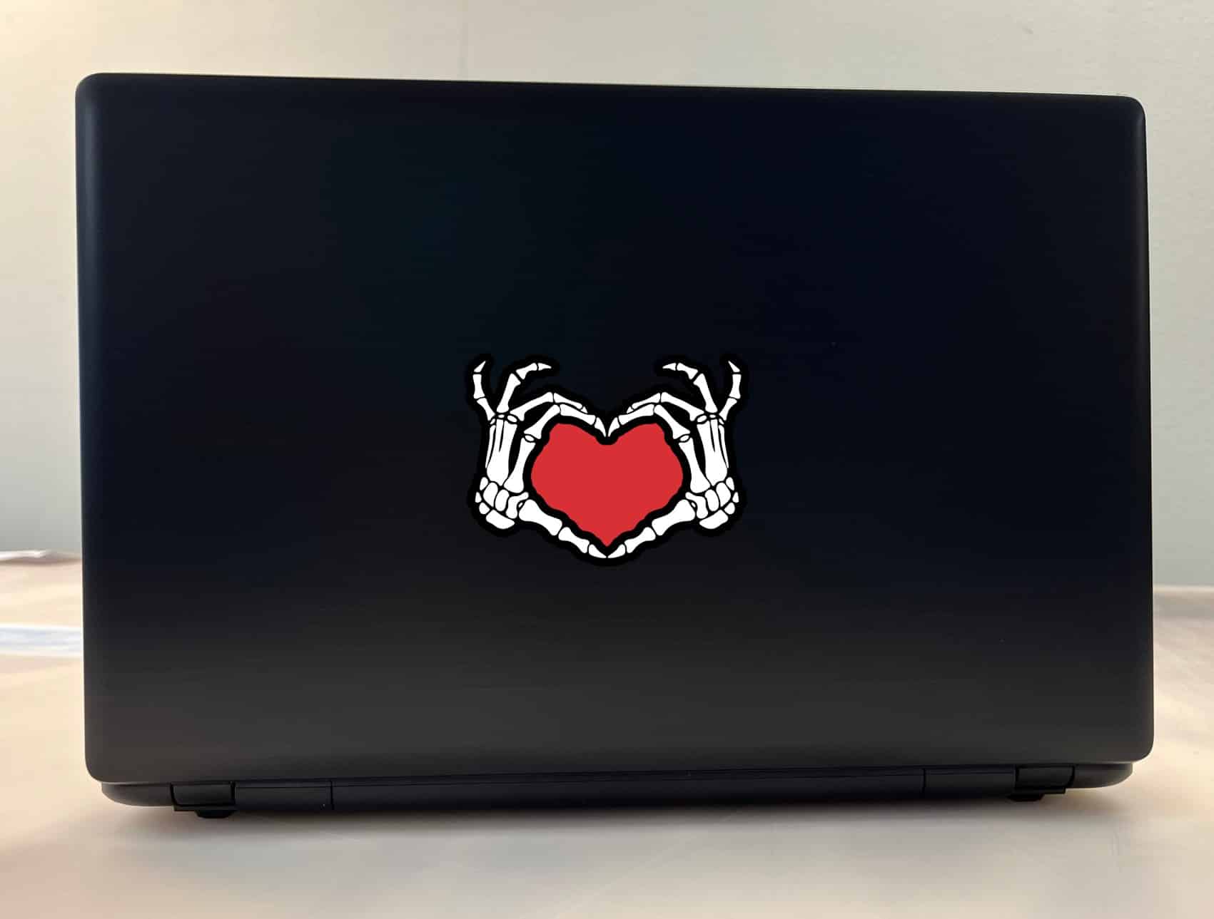 skeletal hands, heart shape, gothic artwork - vinyl removable sticker