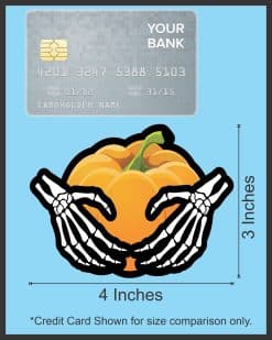 skeleton hands, orange pumpkin, green stem - vinyl removable sticker