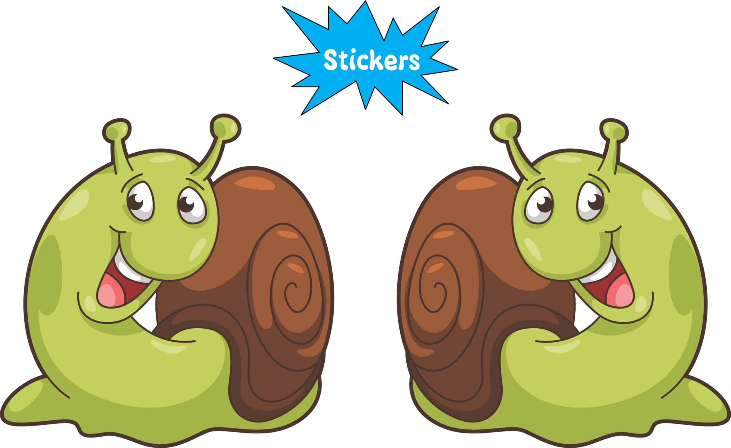 cartoon snails, spiral shells, smiling faces - vinyl removable sticker