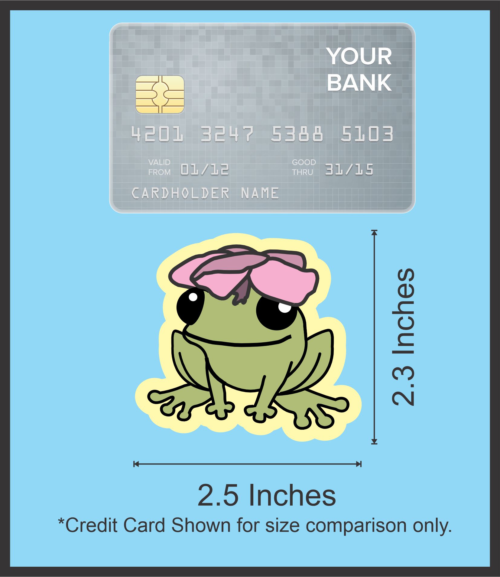 cartoon frogs, floral accessories, smiling expressions - vinyl removable sticker