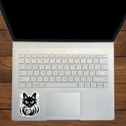 winged black cat, decorative swirls, gothic artwork - vinyl removable sticker