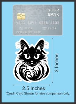 winged black cat, decorative swirls, gothic artwork - vinyl removable sticker