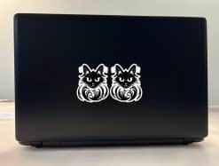 winged black cat, decorative swirls, gothic artwork - vinyl removable sticker