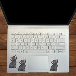cartoon kittens, sitting pose, colorful eyes - vinyl removable sticker