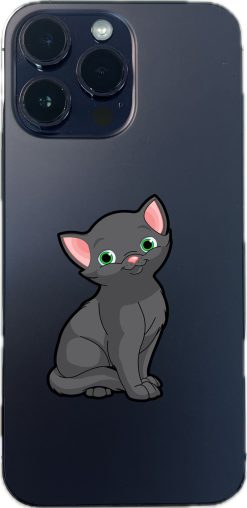 cartoon kittens, sitting pose, colorful eyes - vinyl removable sticker