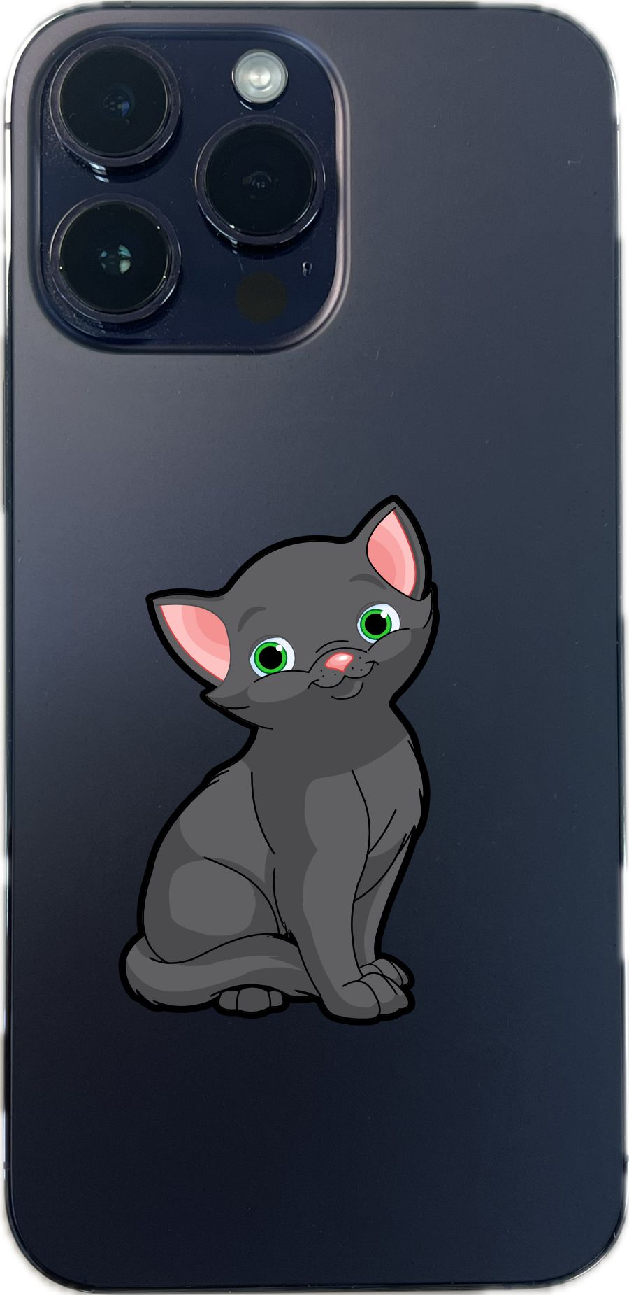 cartoon kittens, sitting pose, colorful eyes - vinyl removable sticker