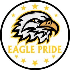 eagle head, circular badge, star border - vinyl removable sticker