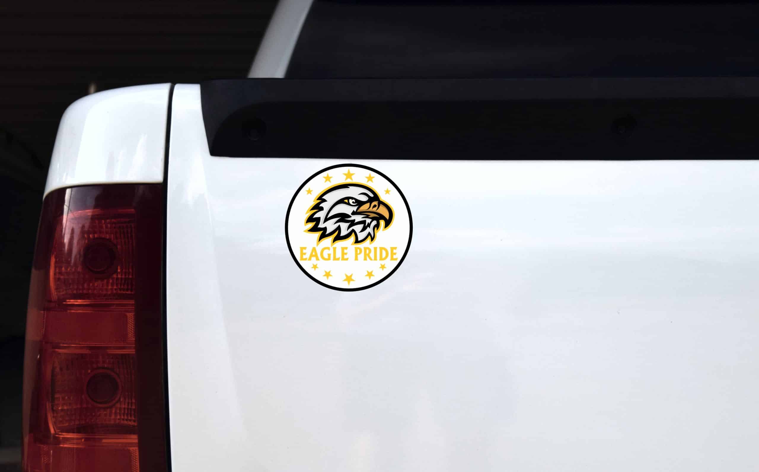 eagle head, circular badge, star border - vinyl removable sticker