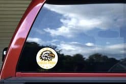eagle head, circular badge, star border - vinyl removable sticker