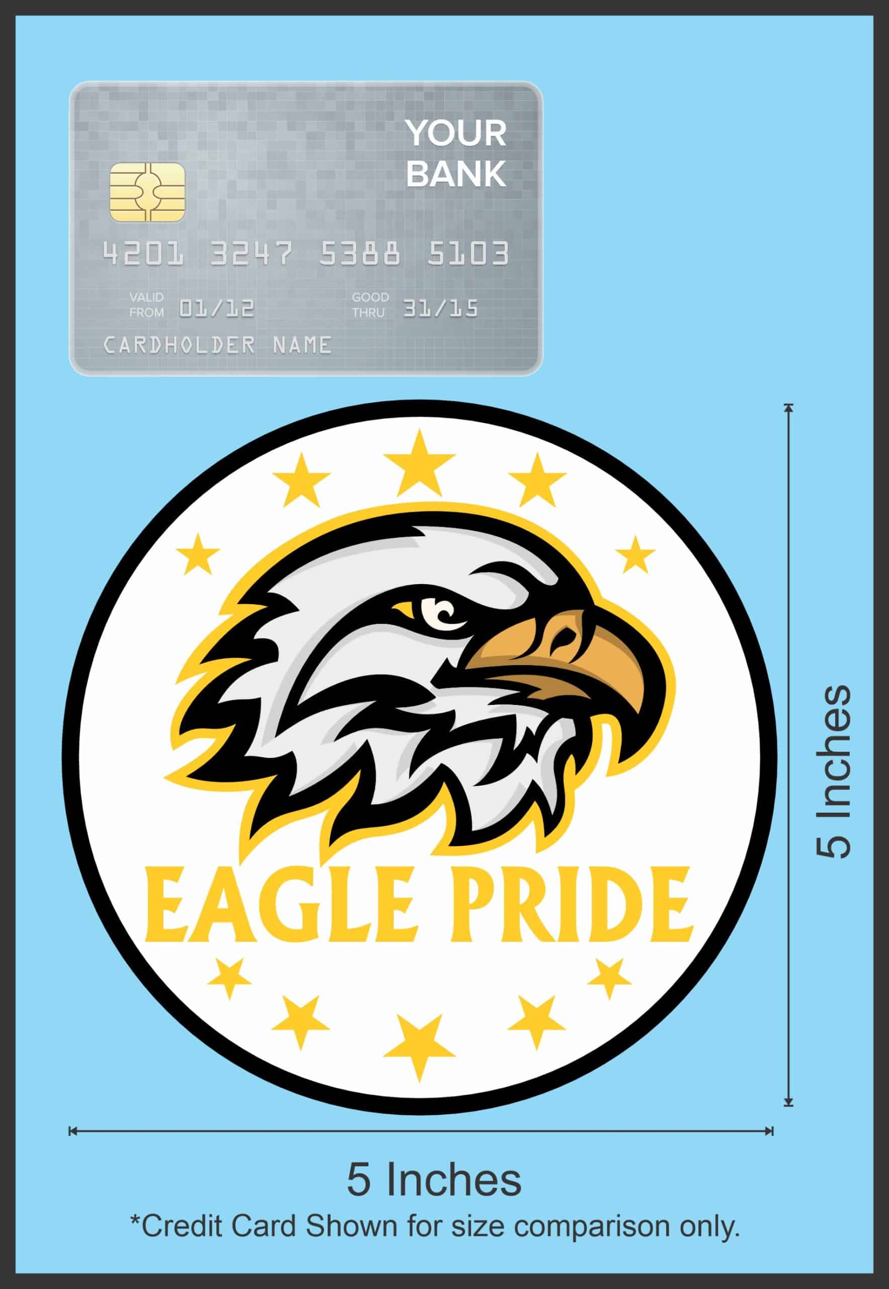 eagle head, circular badge, star border - vinyl removable sticker