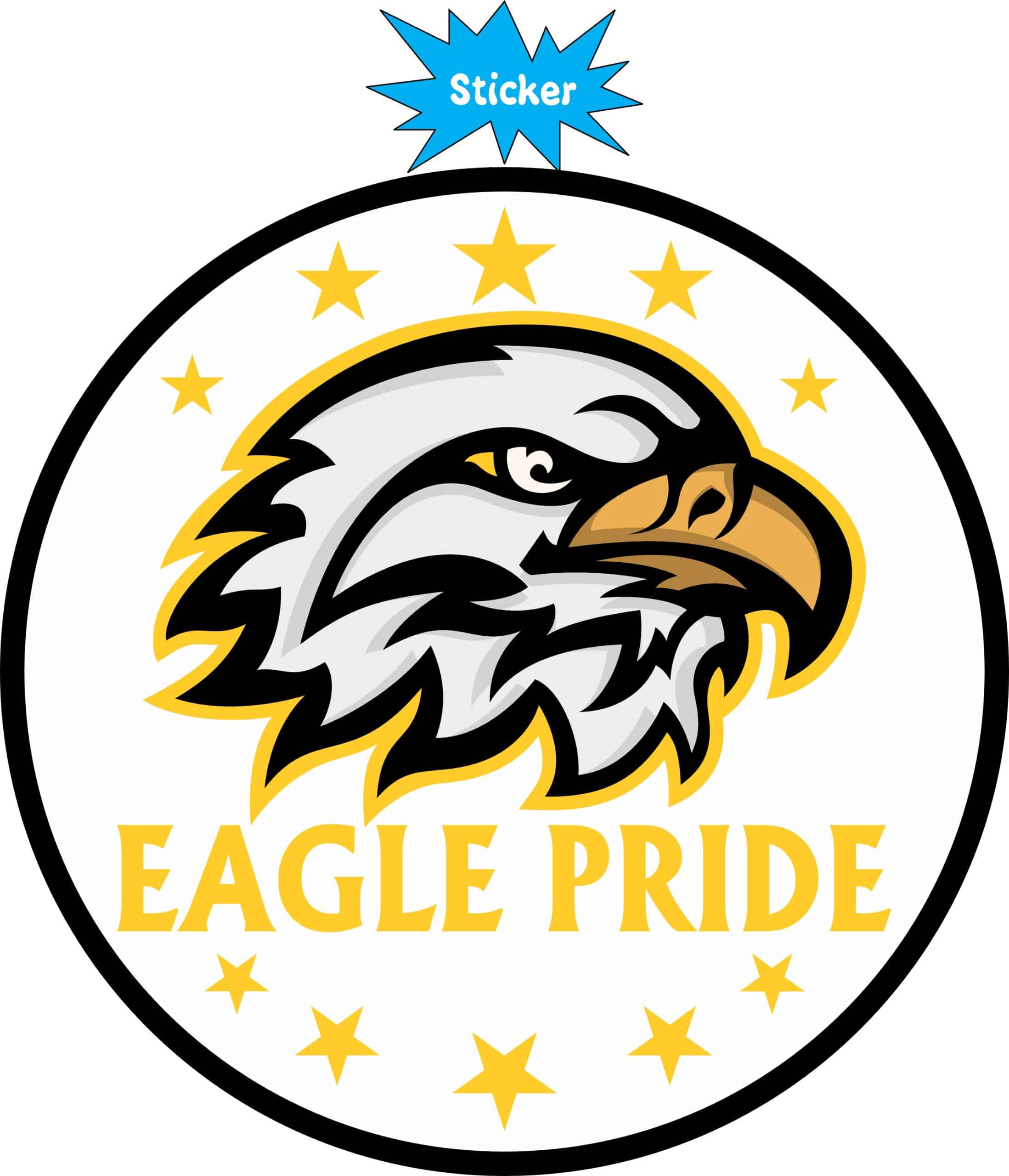 eagle head, circular badge, star border - vinyl removable sticker