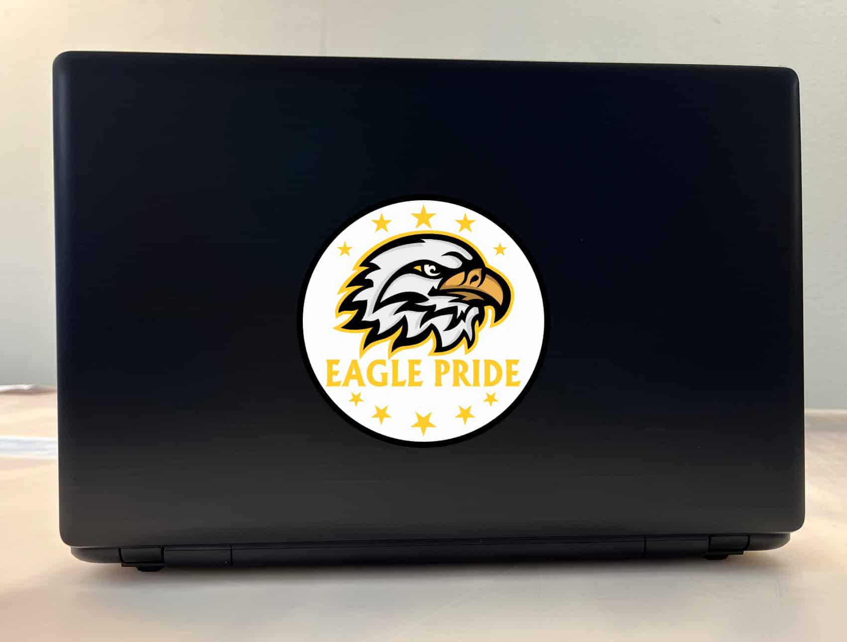 eagle head, circular badge, star border - vinyl removable sticker