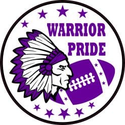 circular logo, Native American chief profile, feathered headdress - vinyl removable sticker