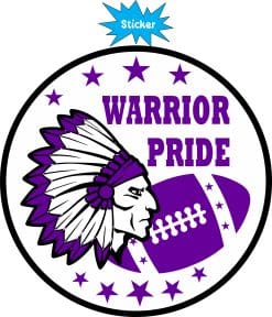 circular logo, Native American chief profile, feathered headdress - vinyl removable sticker