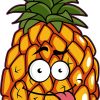 cartoon pineapple, googly eyes, pink tongue - vinyl removable sticker