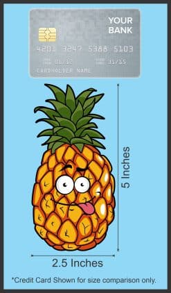 cartoon pineapple, googly eyes, pink tongue - vinyl removable sticker