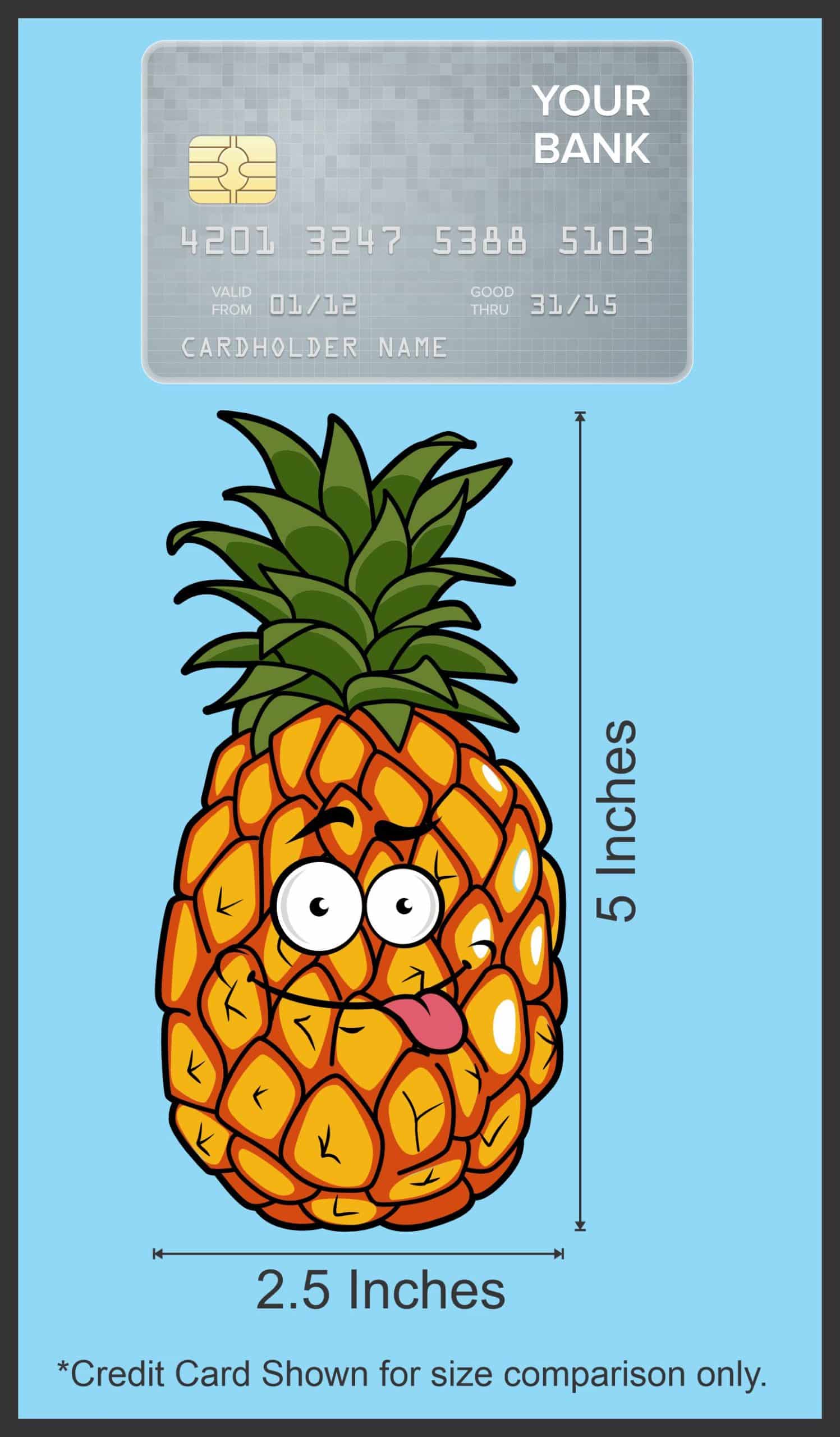 cartoon pineapple, googly eyes, pink tongue - vinyl removable sticker