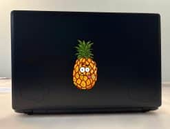 cartoon pineapple, googly eyes, pink tongue - vinyl removable sticker