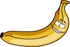 cartoon banana character, googly eyes, smiling face - vinyl removable sticker