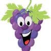 cartoon grapes, smiling face, green leaves - vinyl removable sticker