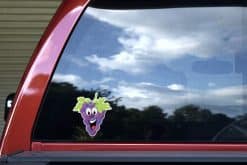 cartoon grapes, smiling face, green leaves - vinyl removable sticker