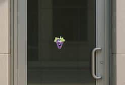 cartoon grapes, smiling face, green leaves - vinyl removable sticker