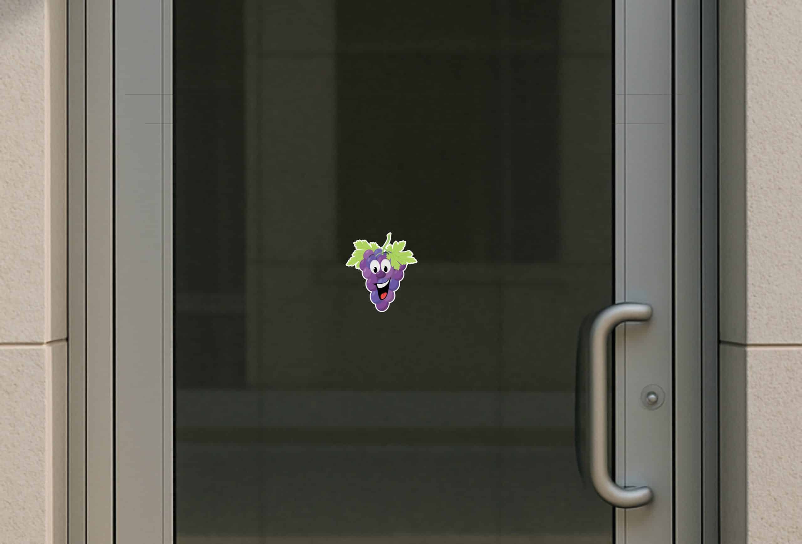 cartoon grapes, smiling face, green leaves - vinyl removable sticker