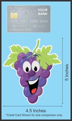 cartoon grapes, smiling face, green leaves - vinyl removable sticker