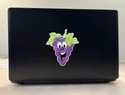 cartoon grapes, smiling face, green leaves - vinyl removable sticker
