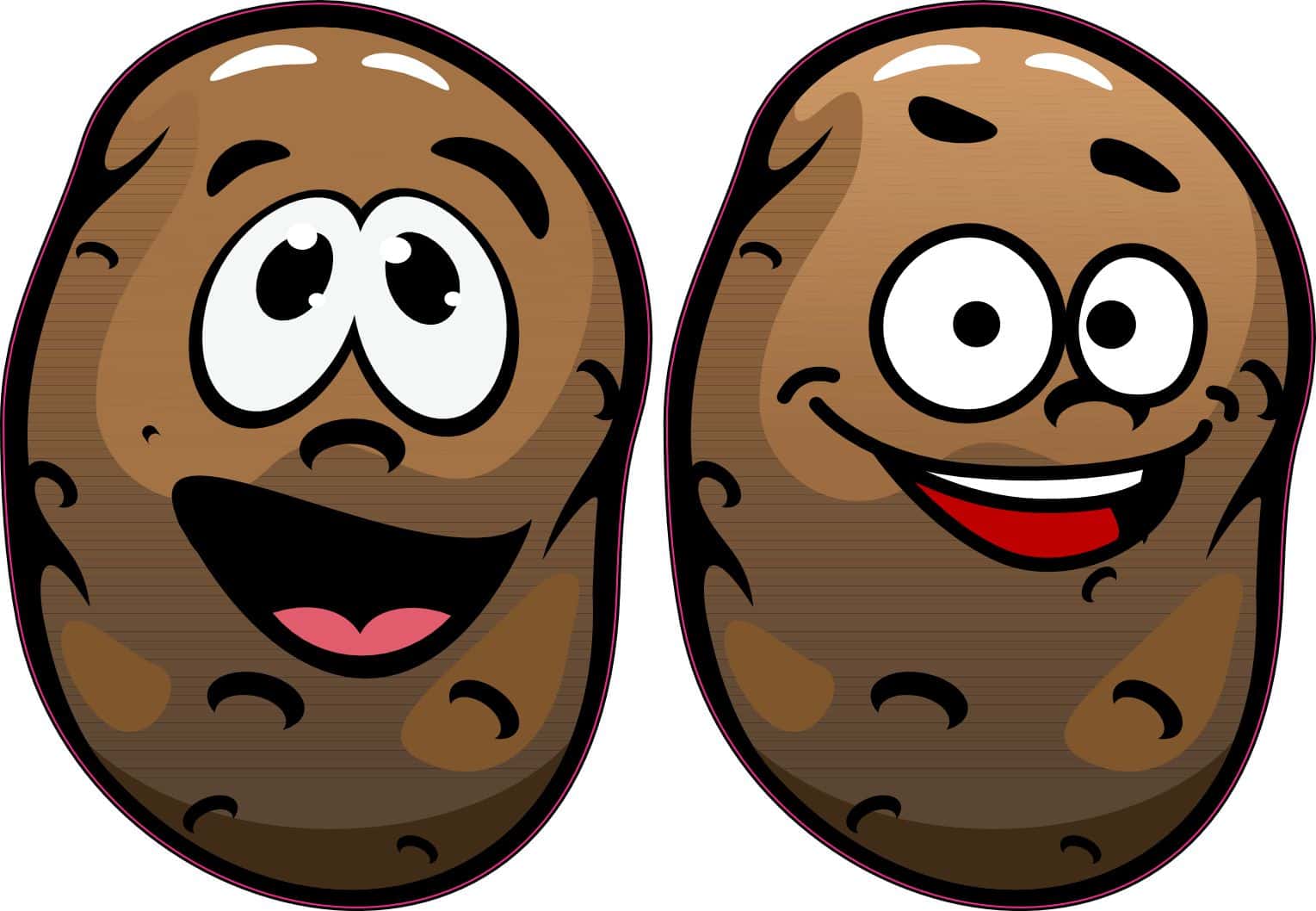 cartoon potato characters, googly eyes, happy expressions - vinyl removable sticker