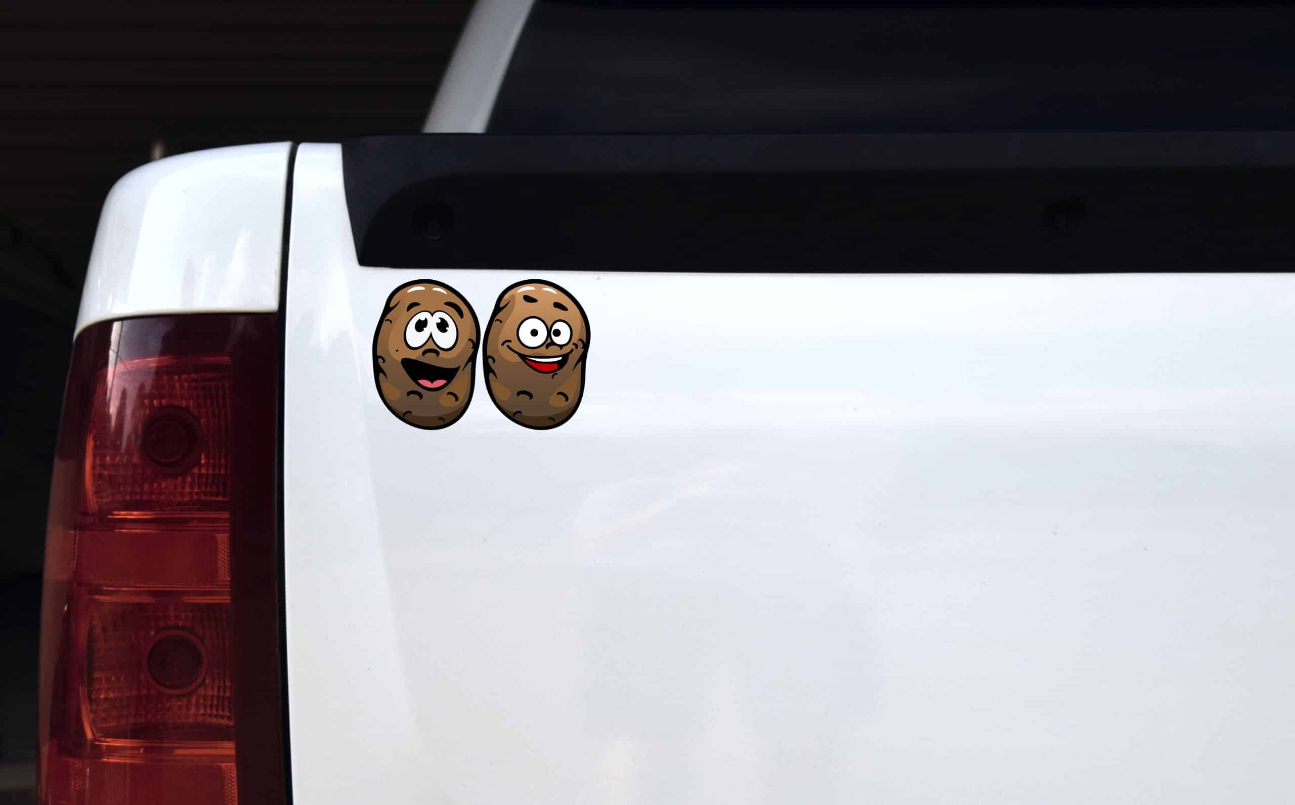 cartoon potato characters, googly eyes, happy expressions - vinyl removable sticker