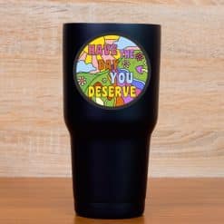 sunburst pattern, floral motifs, inspirational text - vinyl removable sticker