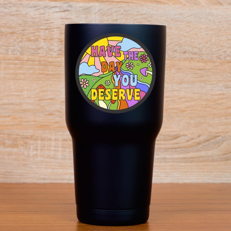 sunburst pattern, floral motifs, inspirational text - vinyl removable sticker