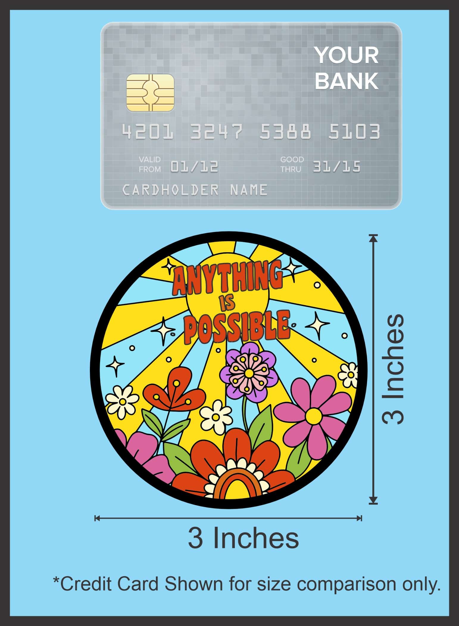 sunburst pattern, floral motifs, inspirational text - vinyl removable sticker