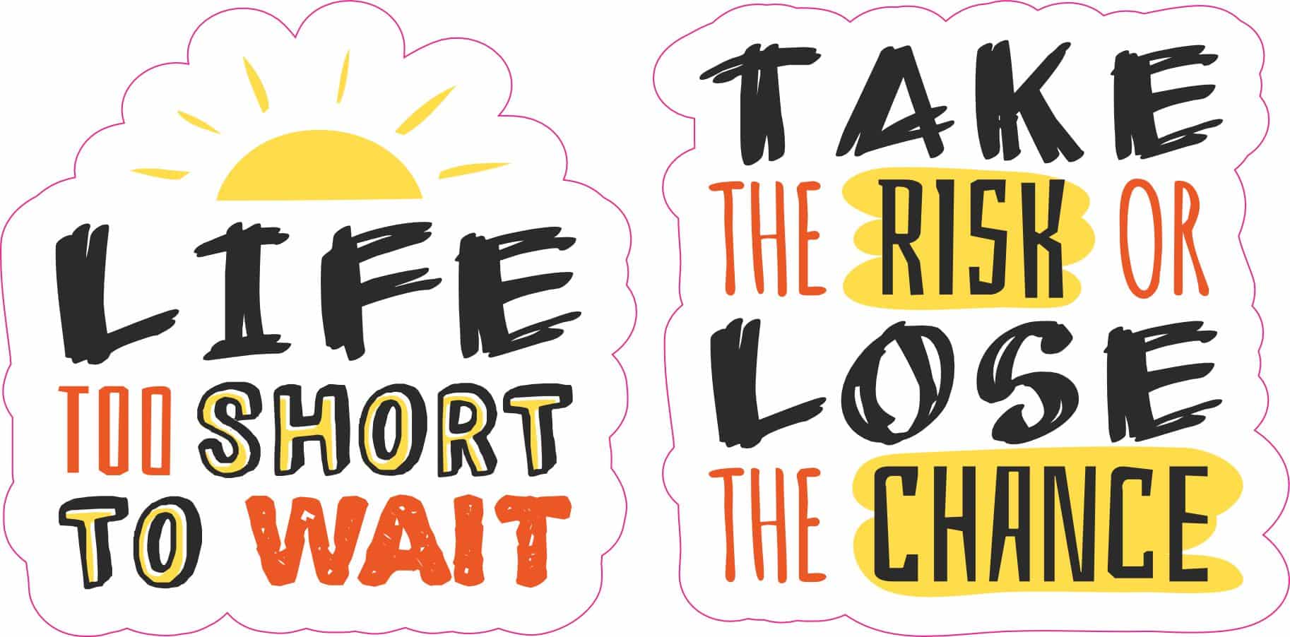 sunrise graphic, bold typography, cloud-shaped borders - vinyl removable sticker