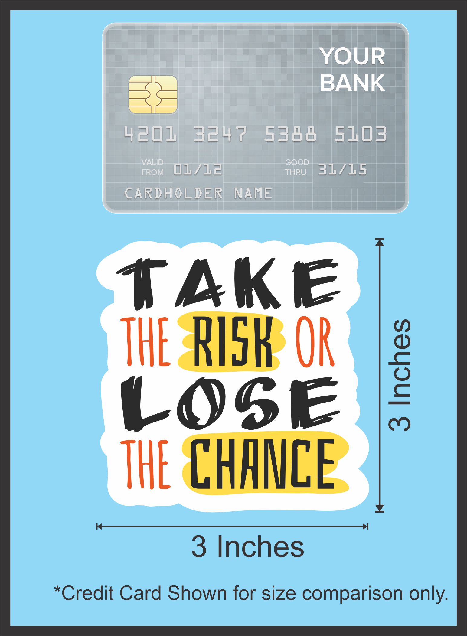 sunrise graphic, bold typography, cloud-shaped borders - vinyl removable sticker
