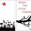 cat silhouettes, motivational text, wildflower border - vinyl removable sticker