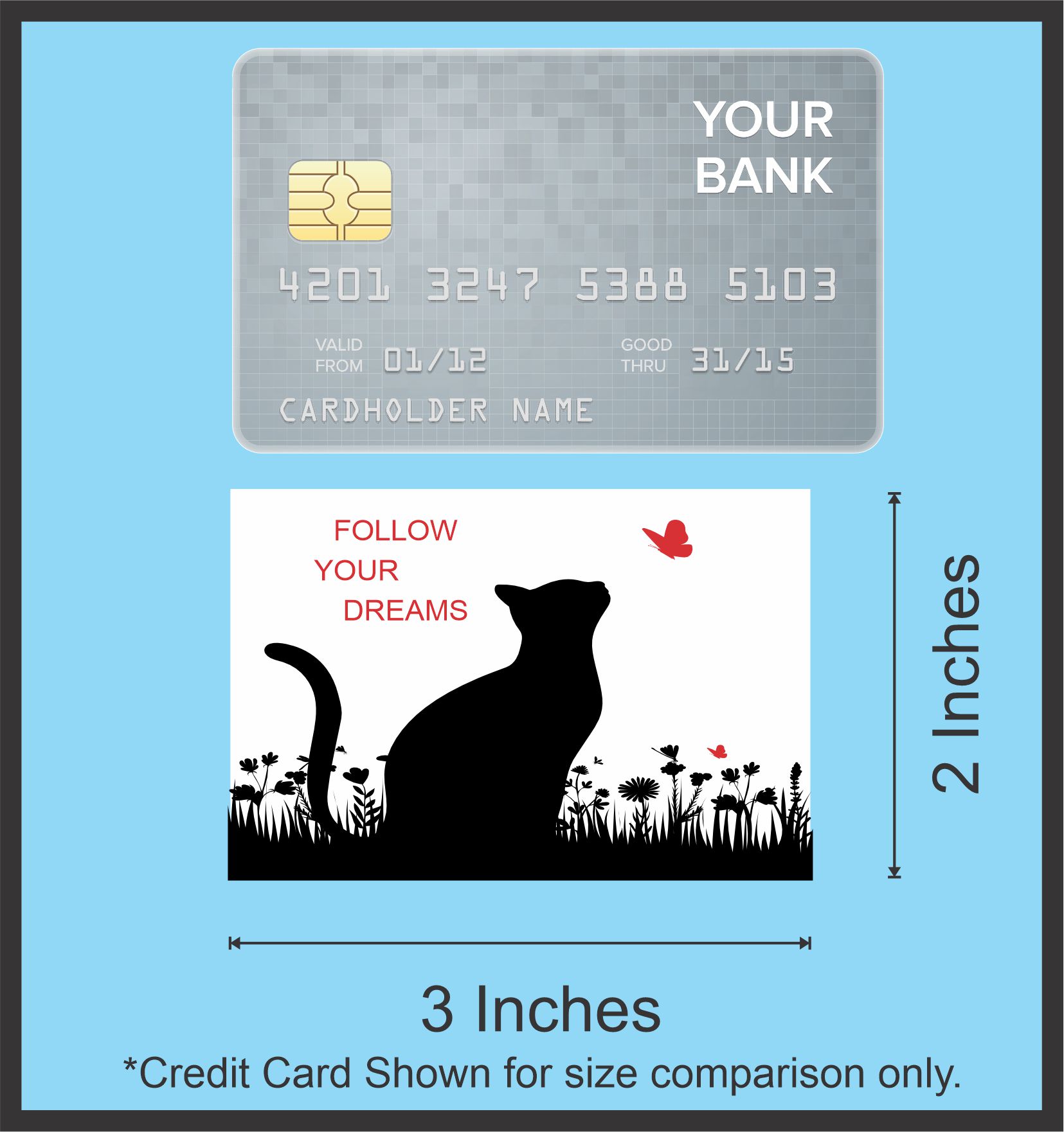 cat silhouettes, motivational text, wildflower border - vinyl removable sticker