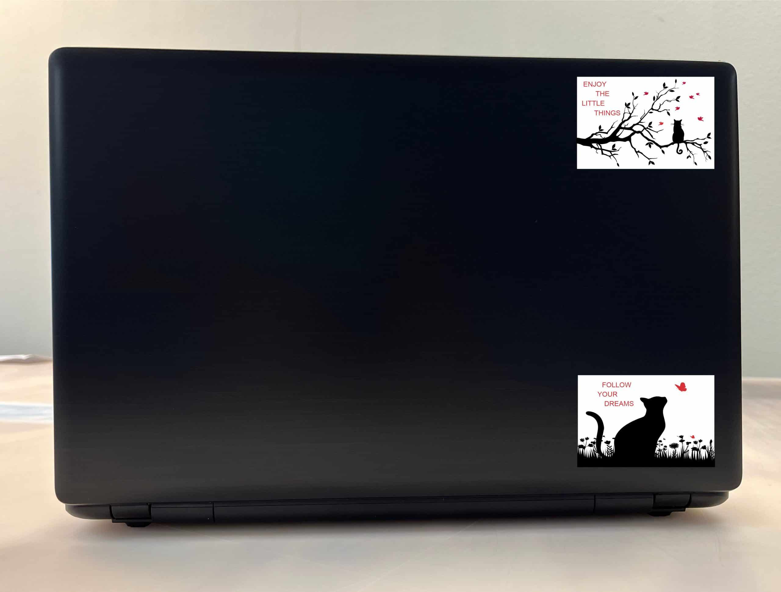 cat silhouettes, motivational text, wildflower border - vinyl removable sticker