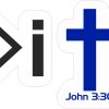 christian cross, greater than symbol, lowercase i - vinyl removable sticker