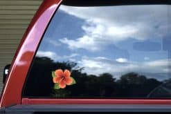tropical hibiscus flower, radiating petal patterns, botanical details - vinyl removable sticker