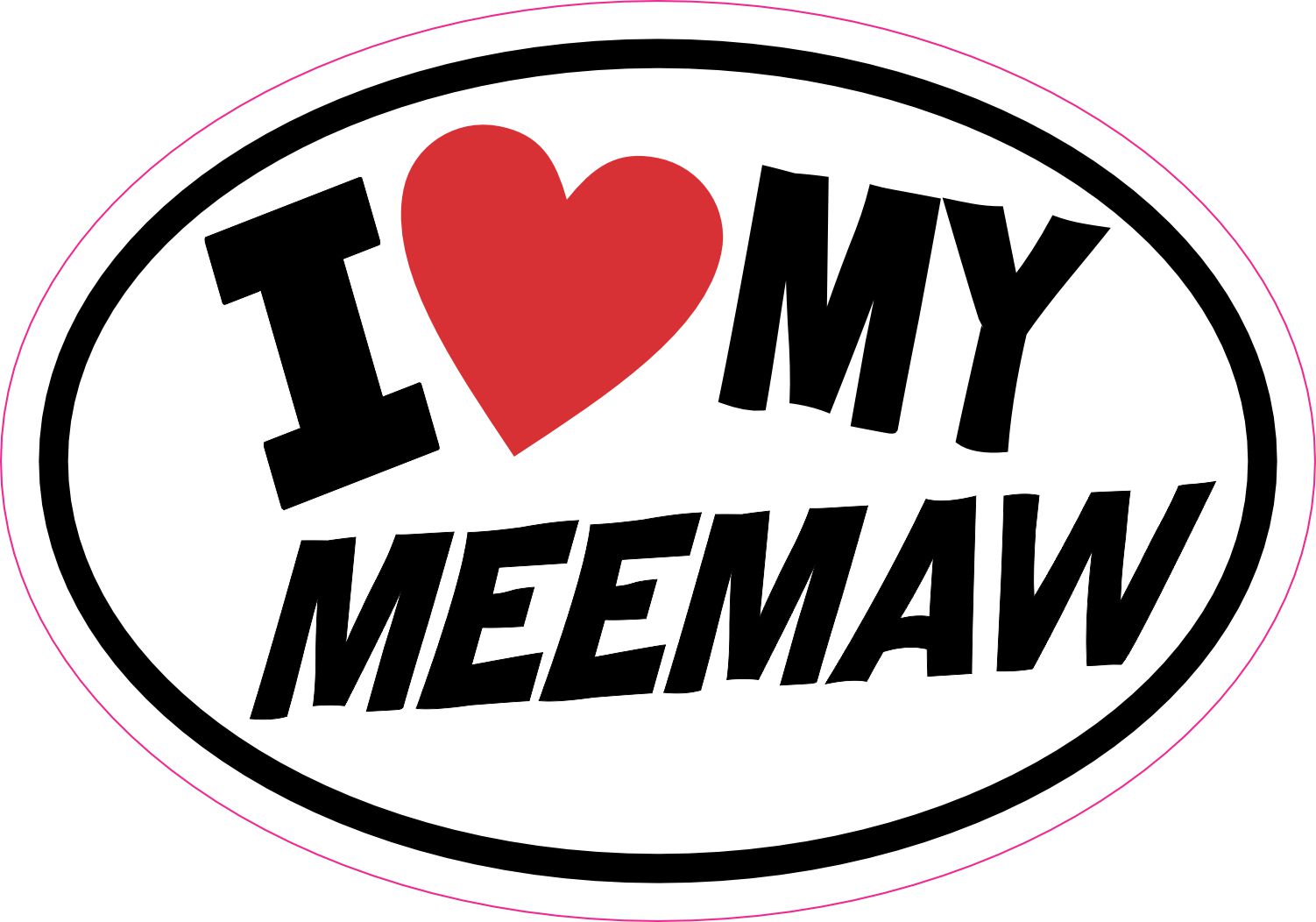 oval shape, heart symbol, bold text - vinyl removable sticker