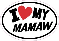 oval border, bold typography, red heart symbol - vinyl removable sticker