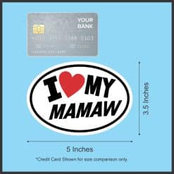 oval border, bold typography, red heart symbol - vinyl removable sticker