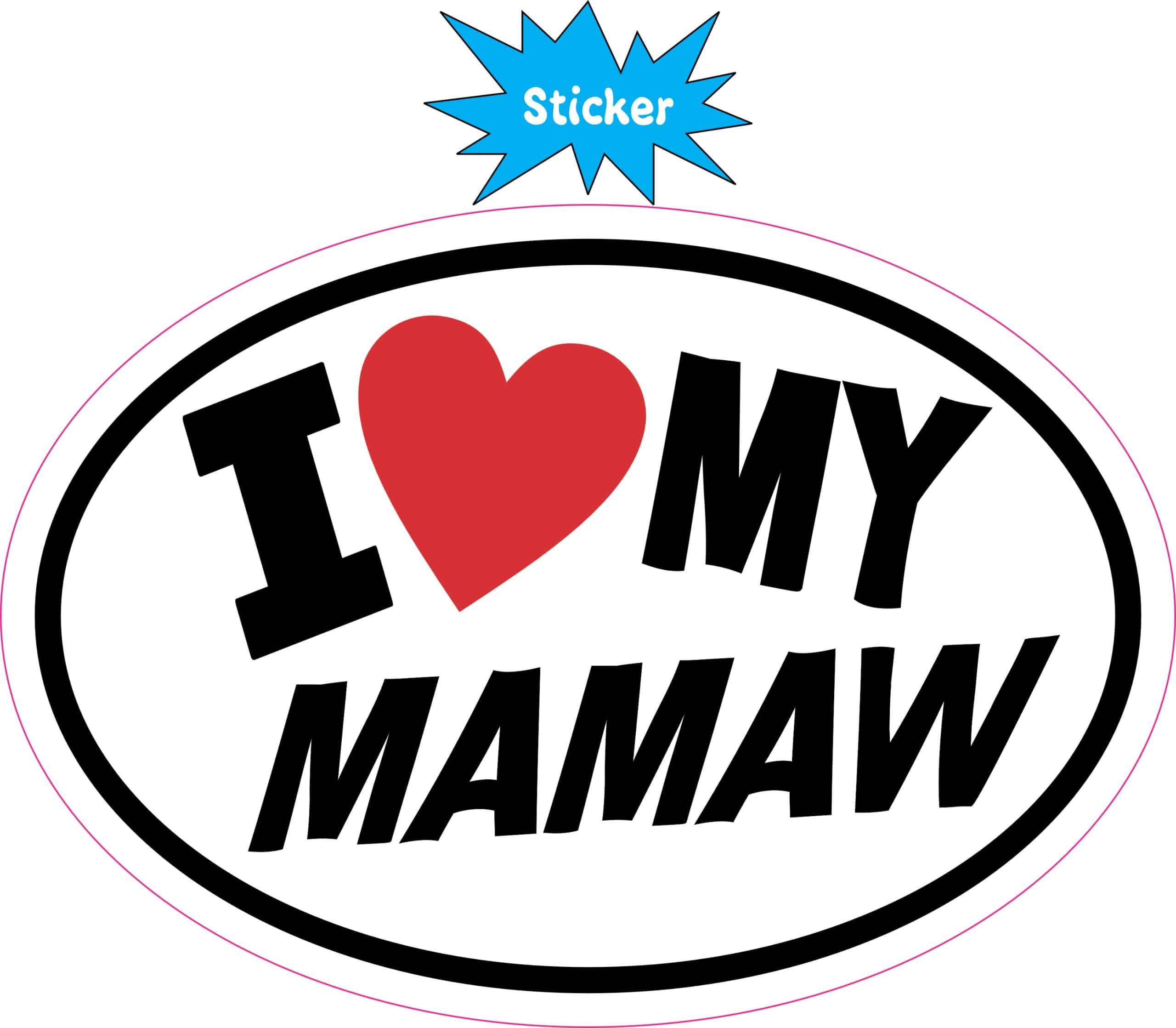 oval border, bold typography, red heart symbol - vinyl removable sticker