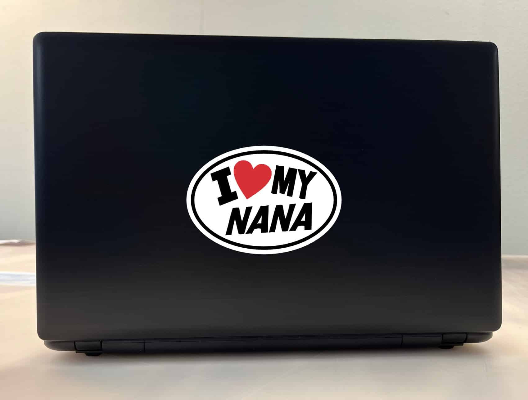 oval shape, heart symbol, bold typography - vinyl removable sticker