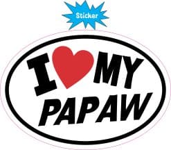 oval shape, red heart symbol, bold black text - vinyl removable sticker