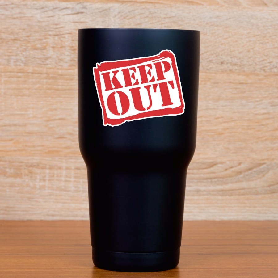 stamp-style border, bold lettering, distressed texture effect - vinyl removable sticker