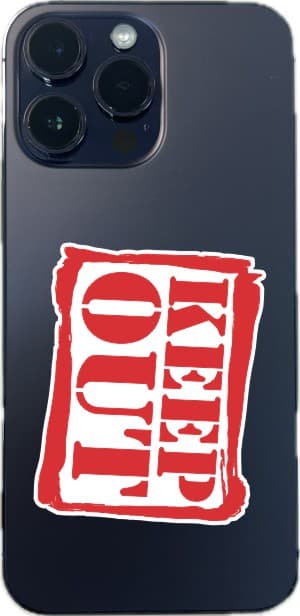stamp-style border, bold lettering, distressed texture effect - vinyl removable sticker